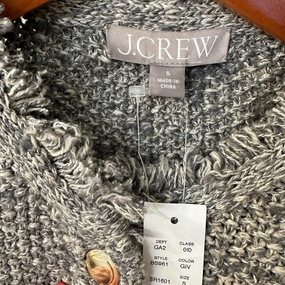 NWT J. Crew Cropped Fringe-Trim Lady Jacket in Marled Yarn (size S) - Picture 7 of 8